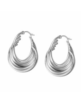 Lykken Trend ridged steel earrings 10 mm