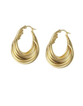 Lykken Trend gold-plated ridged steel earrings 10 mm