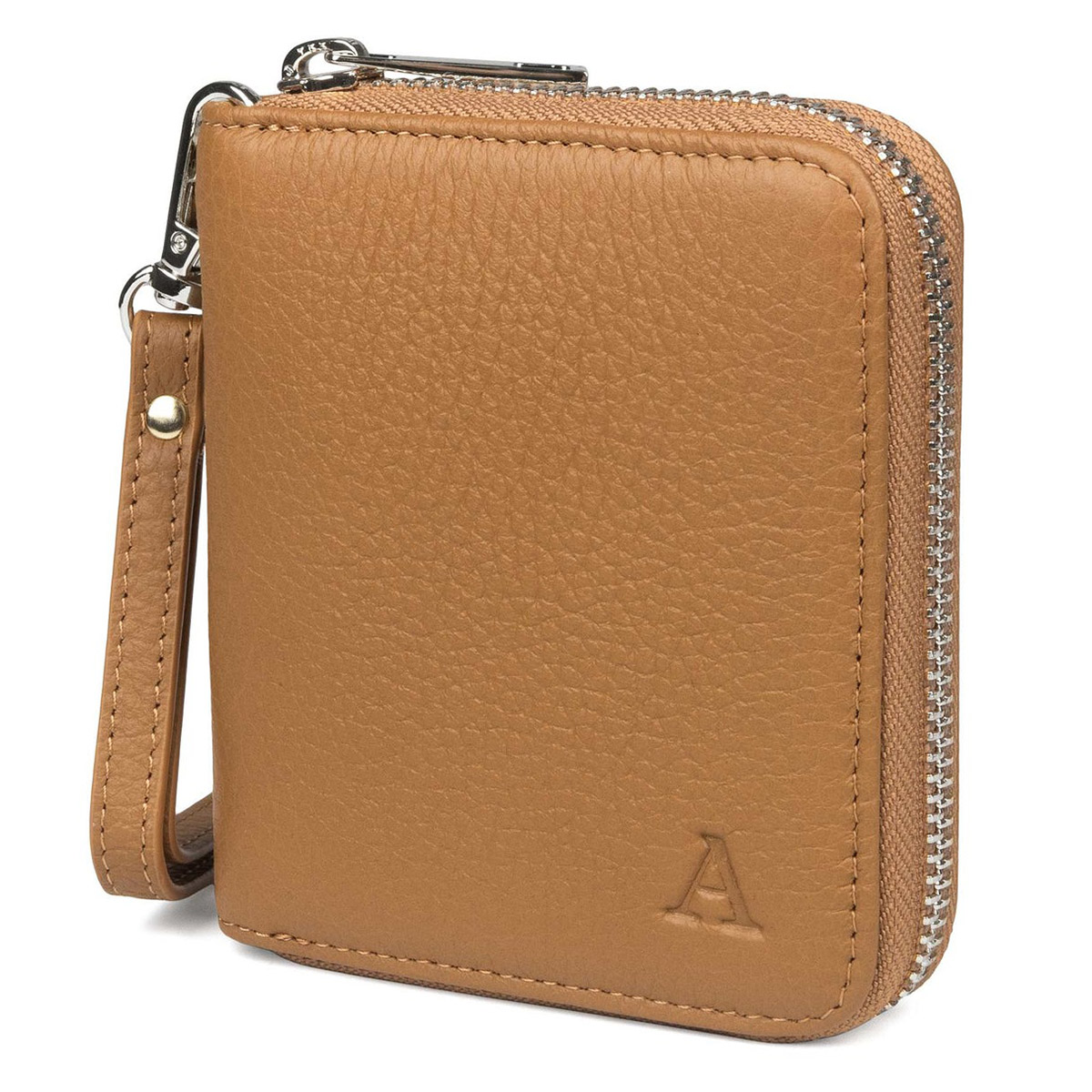 Aarni deer skin mini Clutch-wallet cognac/silver