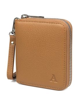Aarni deer skin mini Clutch-wallet cognac/silver