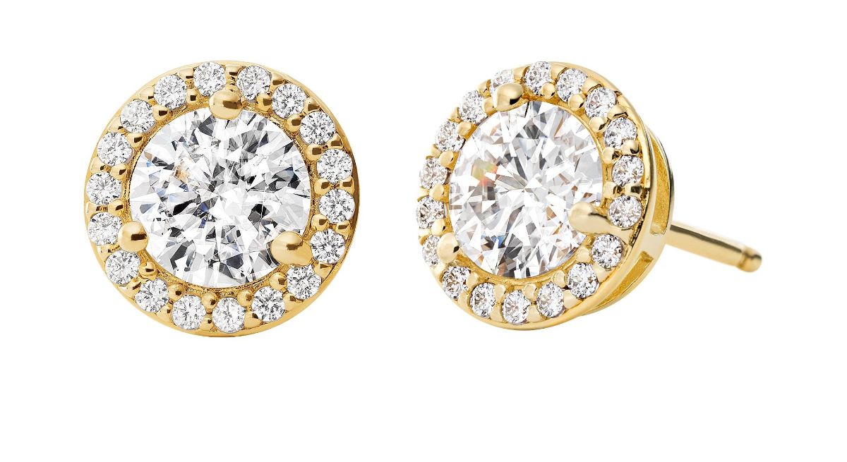 Michael Kors gold colored halo silver earrings MKC1035AN710