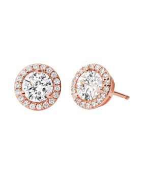 Michael Kors rose gold colored halo silver earrings MKC1035AN791