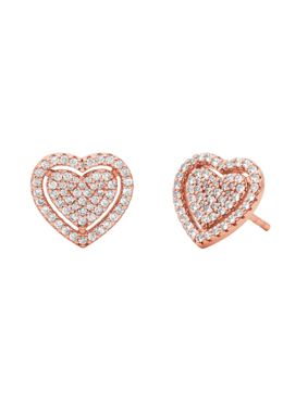 Michael Kors Love rose-gold colored silver heart earrings MKC1750CZ791