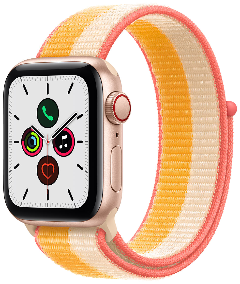 Apple Watch SE GPS Cellular Gold Aluminium Case 40 mm with Maize/White  Sport Loop MKQY3KS/A