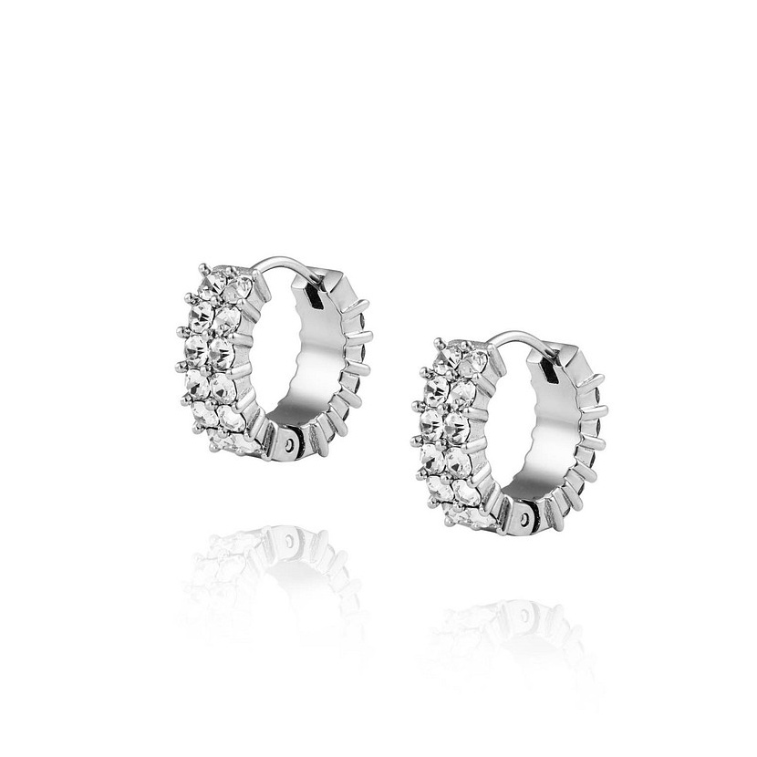 Mockberg Midnight Silver Hoops Medium MO528