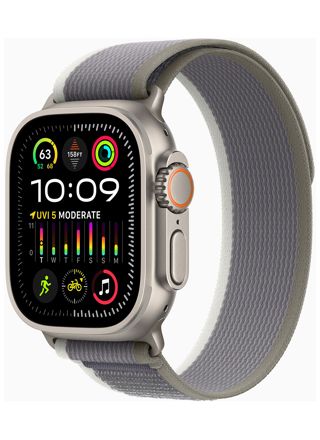 Apple Watch Ultra 2 GPS + Cellular 49mm Titanium Case with Green/Grey Trail Loop - M/L MRF43KS/A