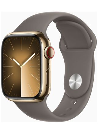 Apple Watch Series 9 GPS + Cellular 41mm Gold Stainless Steel Case with Clay Sport Band - S/M MRJ53KS/A