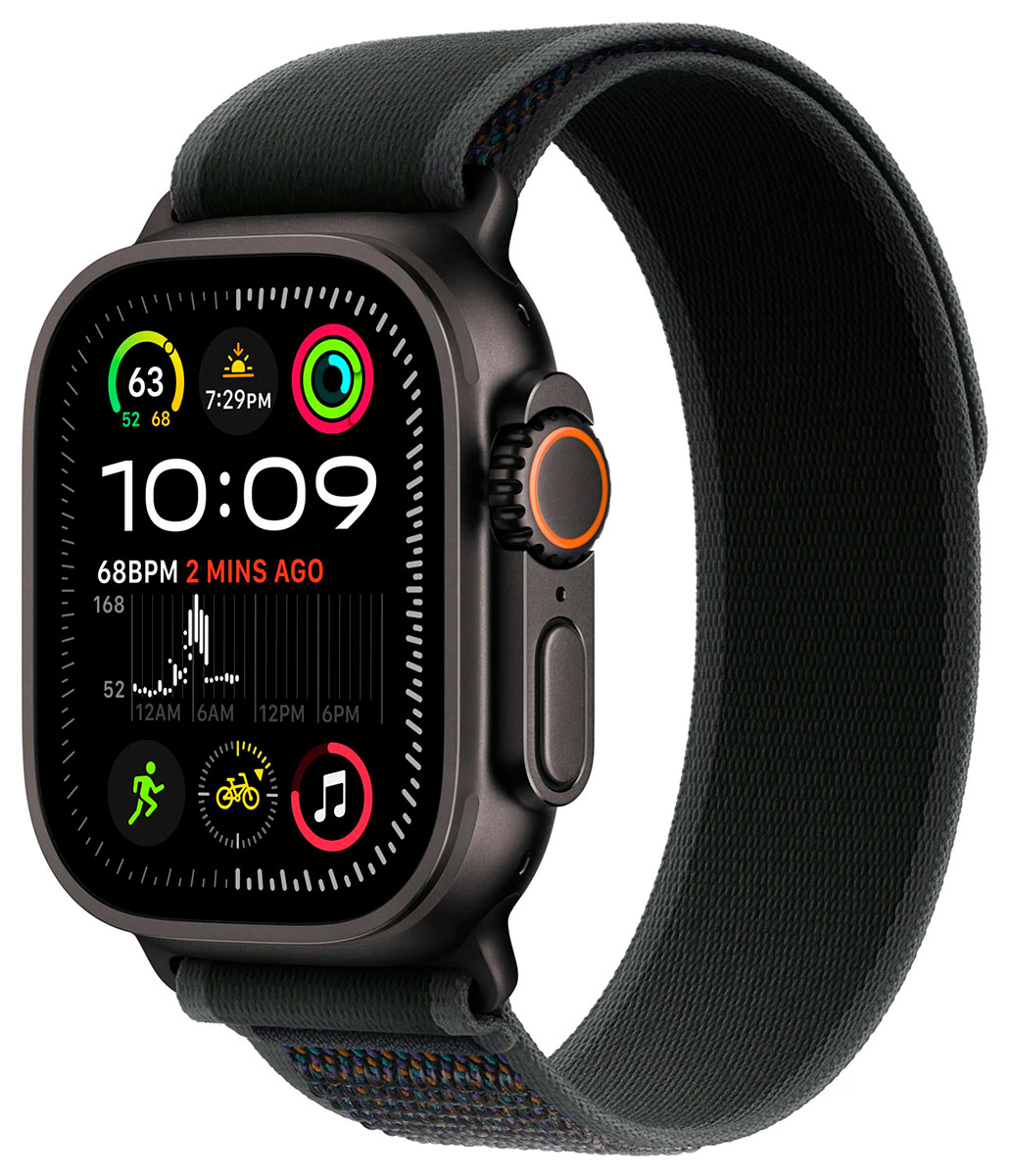 Apple Watch Ultra 2 GPS Cellular 49mm Black Titanium Case with Black Trail Loop MX4V3KS A watchesonline