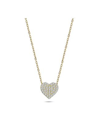 Lykka Hearts pave heart necklace gold 42+3cm