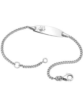 Lykken childrens teddy ID bracelet silver