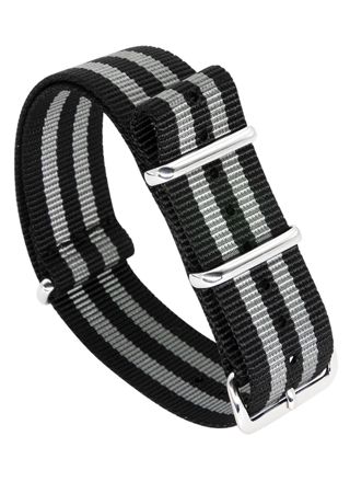 Tiera james Bond NATO-strap - polished steel buckle and loops