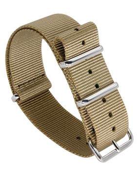 Tiera khaki NATO-strap - polished steel buckle and loops