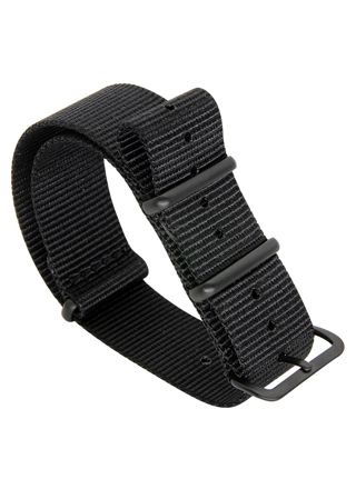 Tiera black NATO-strap - black PVD buckle and loops
