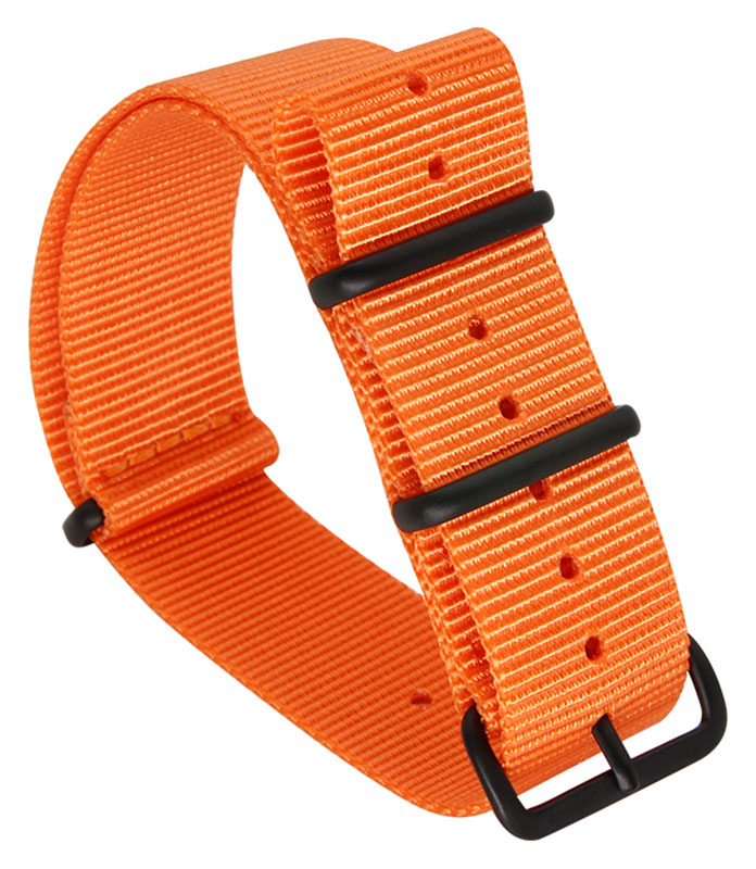 Tiera orange NATO-strap - black PVD buckle and loops