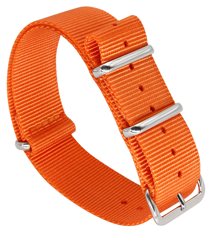 Tiera orange NATO-strap - polished steel buckle and loops