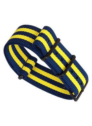Tiera blue-yellow striped NATO-strap - black PVD buckle and loops