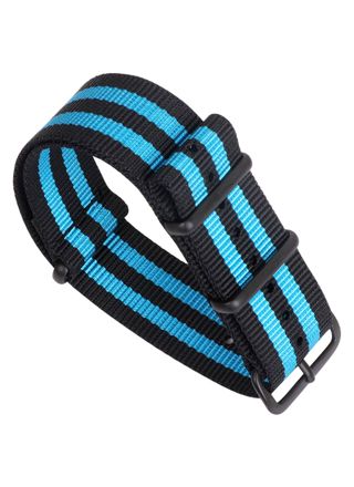 Tiera black-Blue striped NATO-strap - black PVD buckle and loops