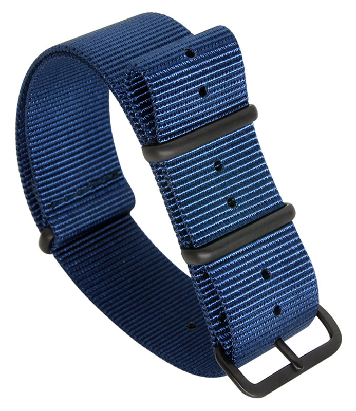 Tiera blue NATO-strap - black PVD buckle and loops