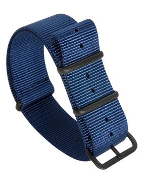 Tiera blue NATO-strap - black PVD buckle and loops