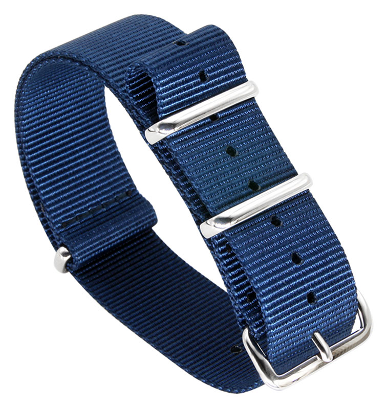 Tiera blue NATO-strap - polished steel buckle and loops