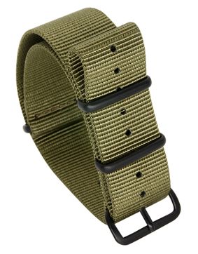 Tiera green NATO-strap - black PVD buckle and loops