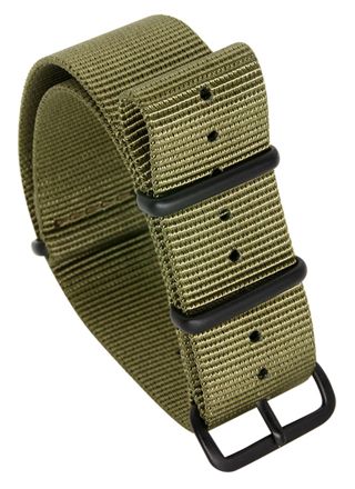 Tiera green NATO-strap - black PVD buckle and loops