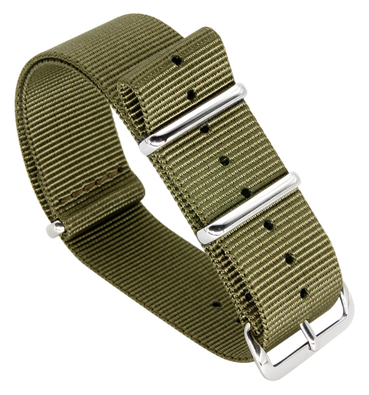 Tiera green NATO-strap - polished steel buckle and loops