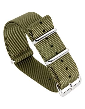 Tiera green NATO-strap - polished steel buckle and loops