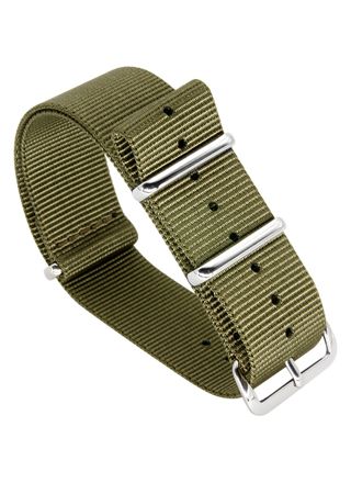 Tiera green NATO-strap - polished steel buckle and loops