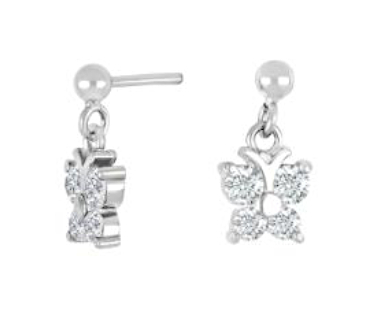 Nordahl Jewellery kids' butterfly white earrings 325 177