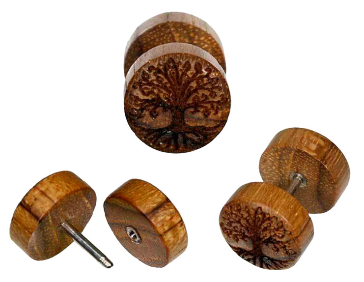 Northern Viking Jewelry Teak Wood Tree Of Life Earrings NVJKK001