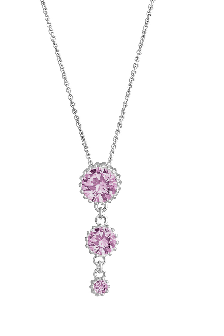 Lempikoru Bud Three stone silver pink necklace platinum 31 077 06 500