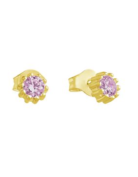 Lempikoru Bud solitaire stud earrings 4 mm gold plated pink 53 079 06 000