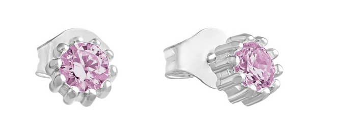 Lempikoru Bud solitaire stud earrings 4 mm silver pink platinum 33 079 06 000