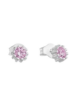 Lempikoru Bud solitaire stud earrings 4 mm silver pink platinum 33 079 06 000