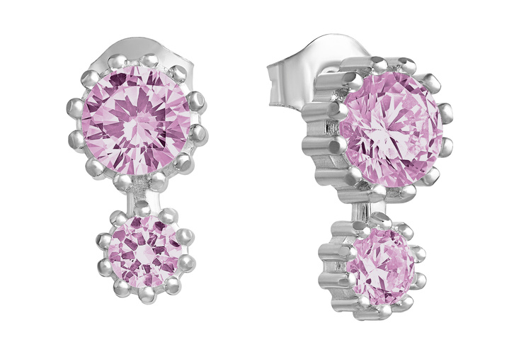 Lempikoru Bud two stone pink stud earrings silver platinum 33 078 06 000