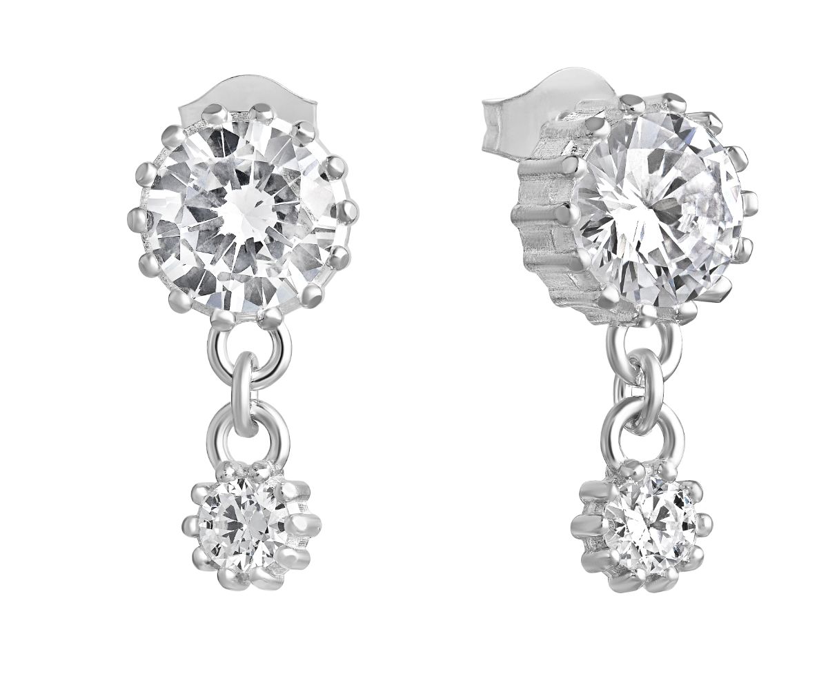 Lempikoru Bud drop earrings with two stones silver platinum 33 077 01 000