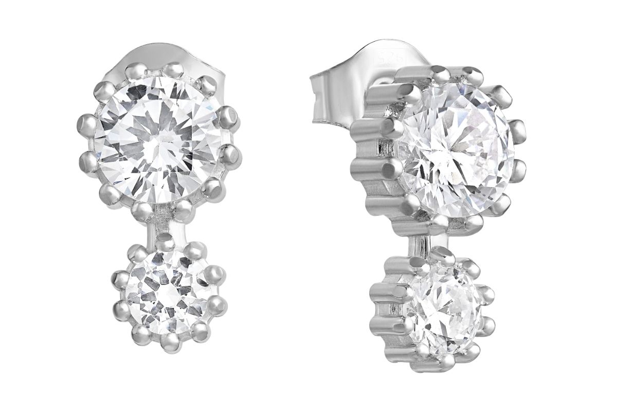 Lempikoru Bud two stone stud earrings silver platinum 33 078 01 000