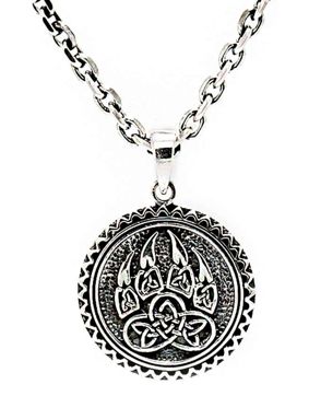 Northern Viking Jewelry Bear Paw Necklace NVJ-H-RS037