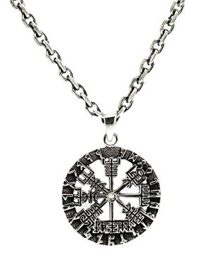 Northern Viking Jewelry Vegvisir Rune Circle Necklace NVJ-H-RS040
