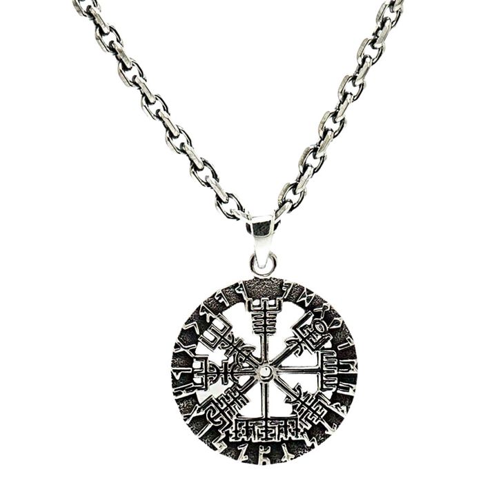 Northern Viking Jewelry Vegvisir Rune Circle Necklace NVJ-H-RS040