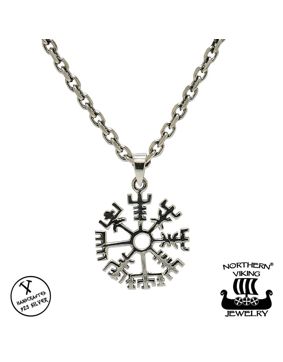 Northern Viking Jewelry Silver Vegvisir Necklace NVJ-H-RS041