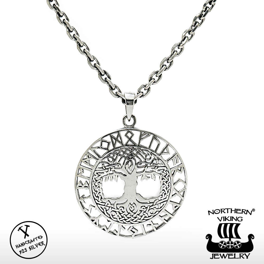 Northern Viking Jewelry Rune Circle Tree Of Life Necklace NVJ-H-RS046