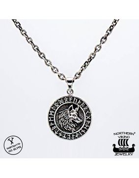 Northern Viking Jewelry Rune Wolf Necklace NVJ-H-RS050