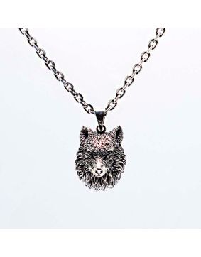 Northern Viking Jewelry Fenrir Wolf Head Necklace NVJ-H-RS053