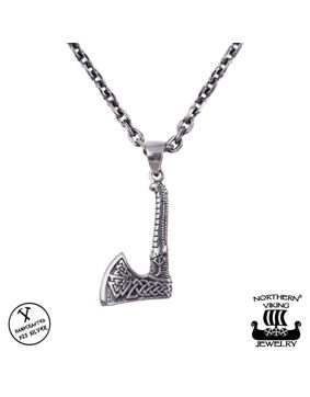 Northern Viking Jewelry Valknut Axe Necklace NVJ-H-RS055