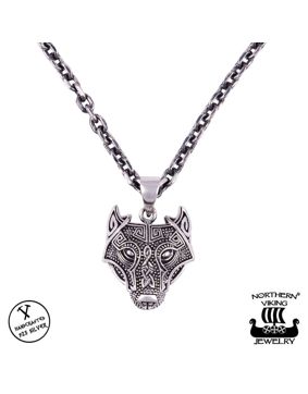 Northern Viking Jewelry Guardian Wolf Necklace NVJ-H-RS060