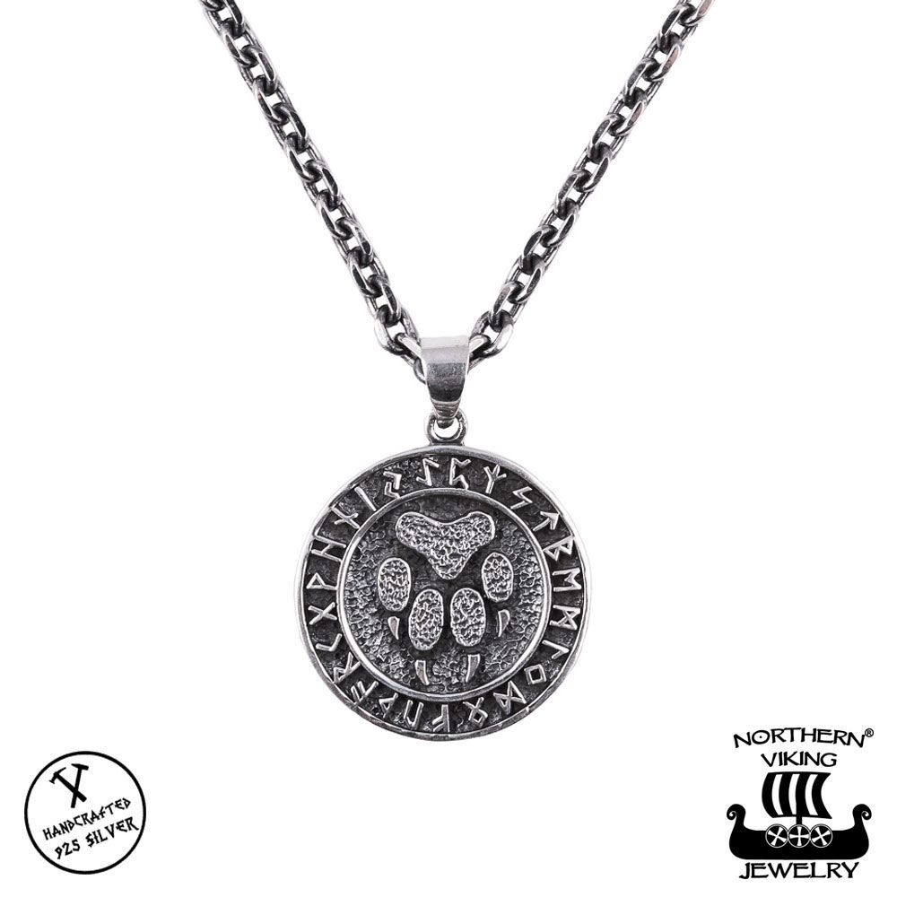 Northern Viking Jewelry Rune Wolf Paw Necklace NVJ-H-RS061