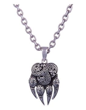 Northern Viking Jewelry Moon Bear Claw And Triskele silver pendant NVJ-H-RS063