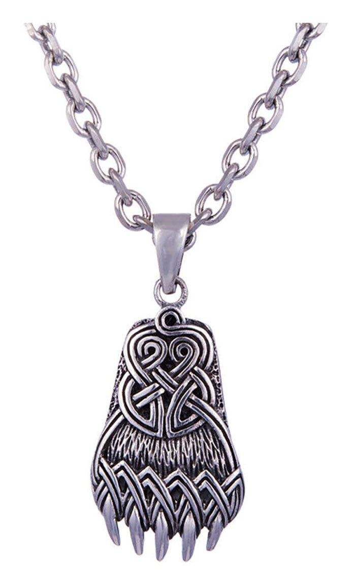 Northern Viking Jewelry Moon Oxidized Bear Claw silver pendant NVJ-H-RS064